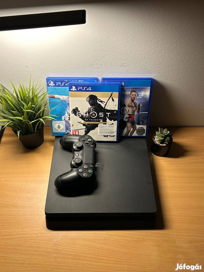 PS4 Slim hibátlan állapotban, 3db játékkal eladó