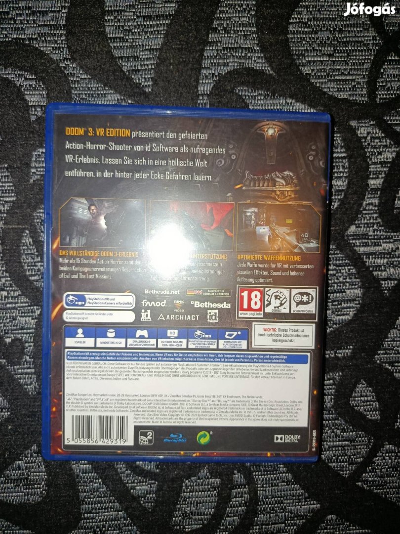 PS4 VR játék Doom 3 újszerű Playstation 4