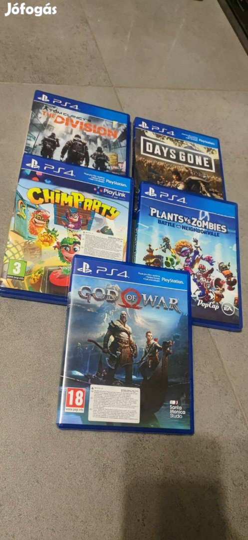 PS4 játékok Daysgone, God of war, chimparty, plantsvszombies, the divi