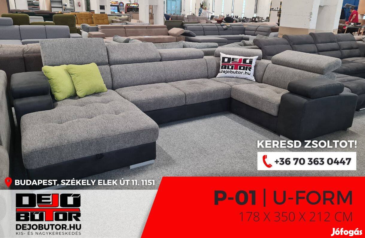 P-01 XXL ualak kanapé ülőgarnitúra 178x350x212 cm ágyazható bútor