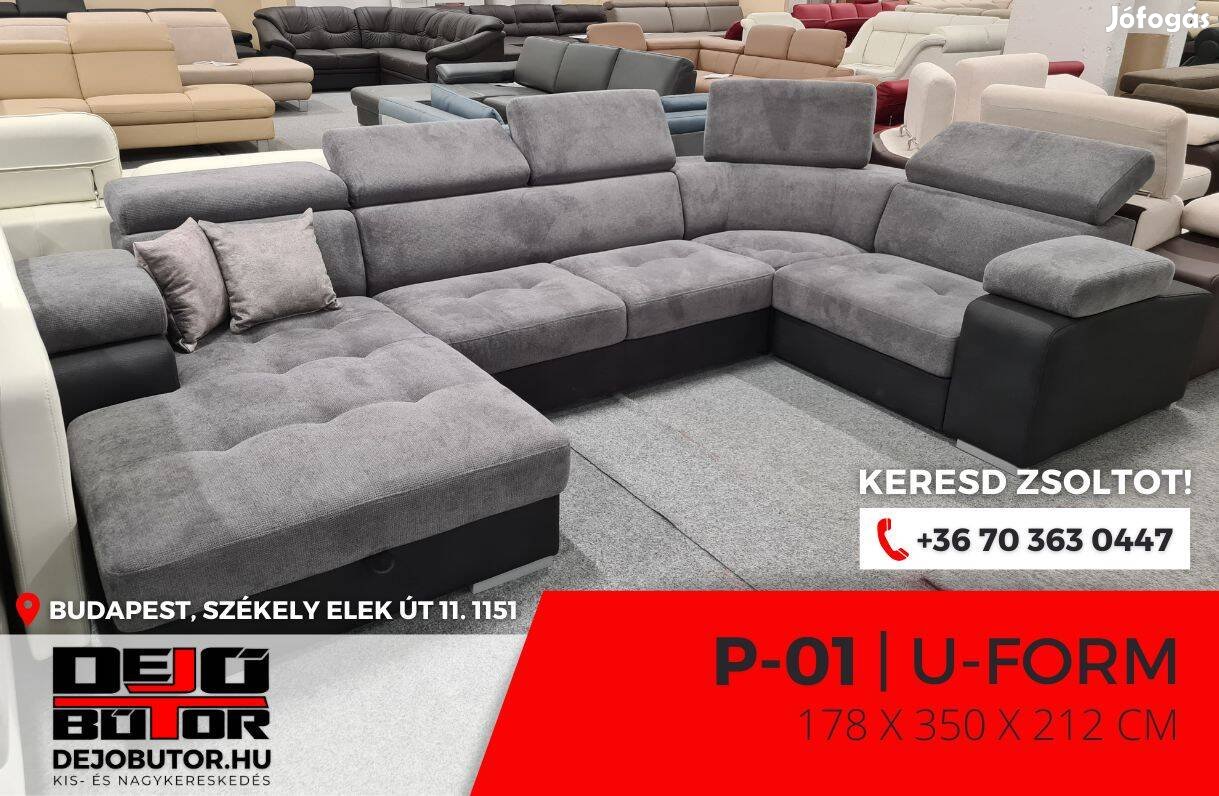 P-01 XXL ualak kanapé ülőgarnitúra 178x350x212 cm ágyazható