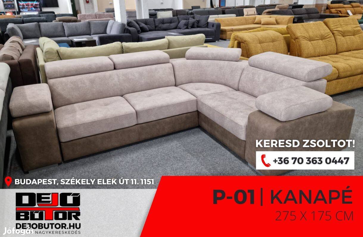 P-01 sarok drapp kanapé ülőgarnitúra 275x175 cm ágyazható bútor