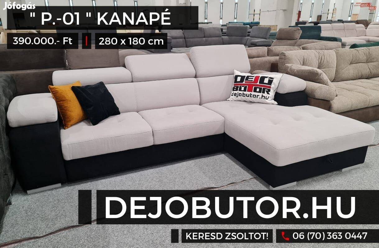 P-01 sarok kanapé ülőgarnitúra 275x175 cm rugós ágyazható