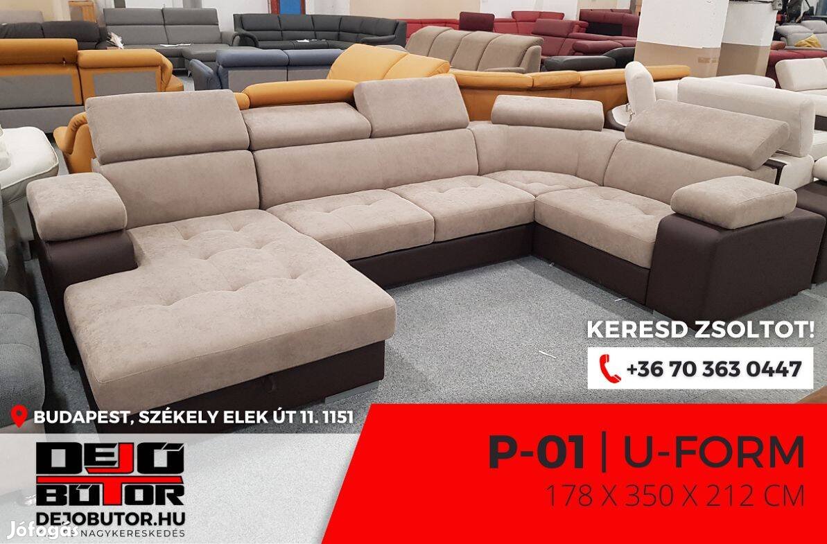 P-01 sarok prémium kanapé ülőgarnitúra 178x350x212 cm ualak bézs