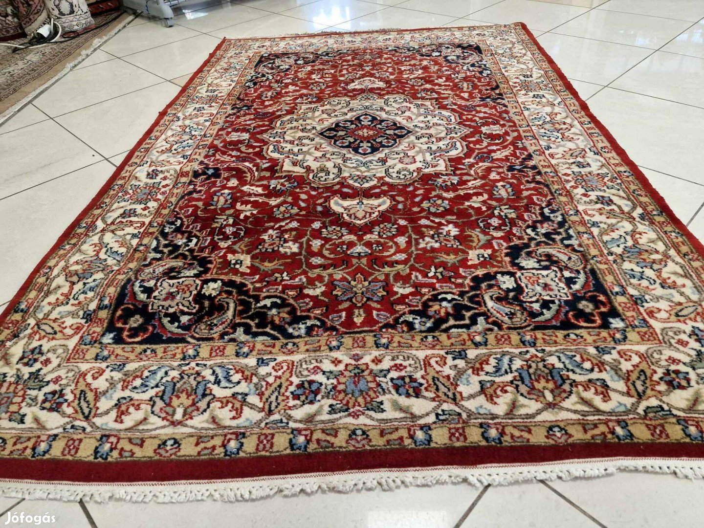 Pakisztáni tabriz motívumos 125x190 kézi gyapjú perzsa szőnyeg BFZ652