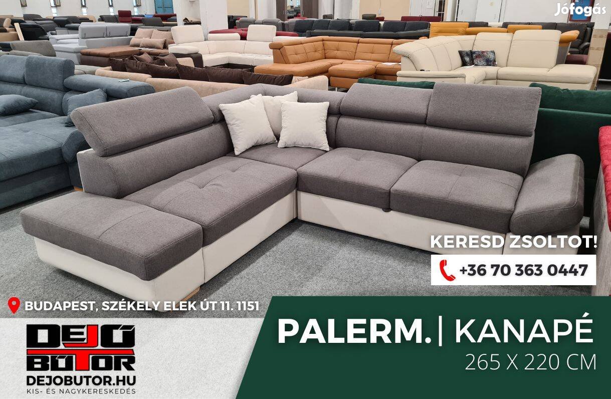Palermo kanapé 265x220 cm ülőgarnitúra szürke ágyazható sarok