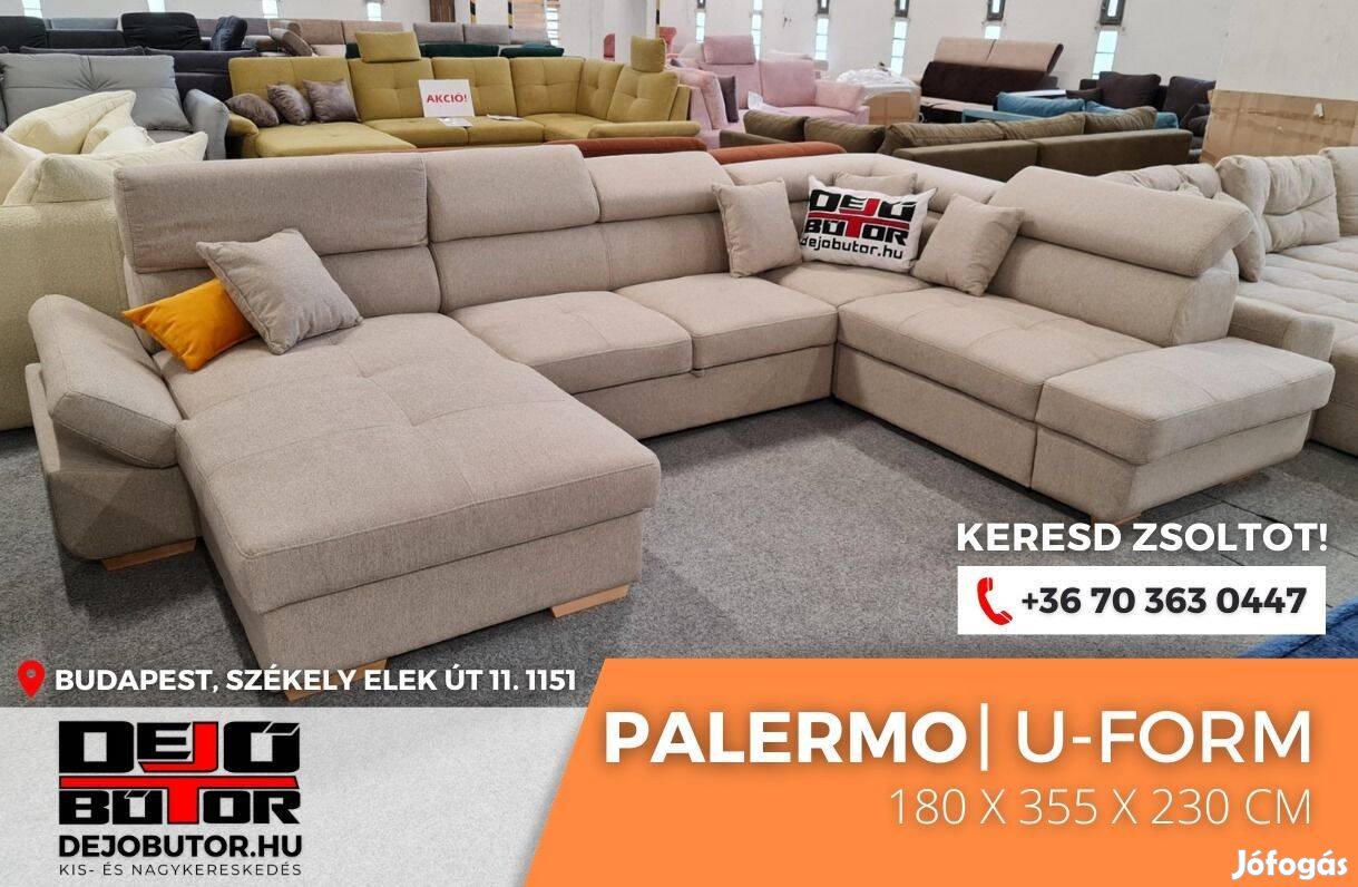 Palermo sarok kanapé rugós ülőgarnitúra 180x355x230 cm ualak krém