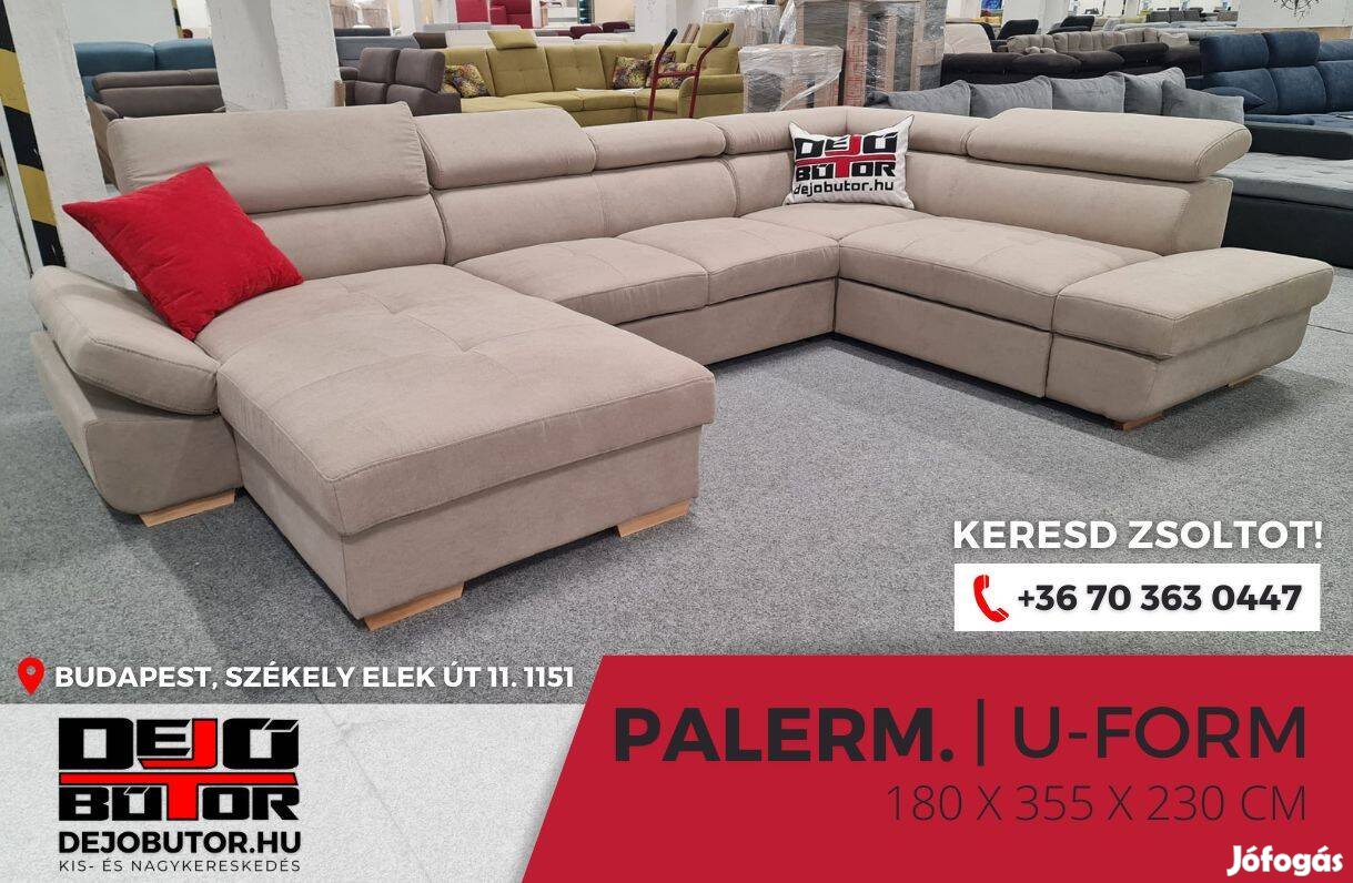 Palermo ualak kanapé 180x355x230 cm ágyazható ülőgarnitúra bézs