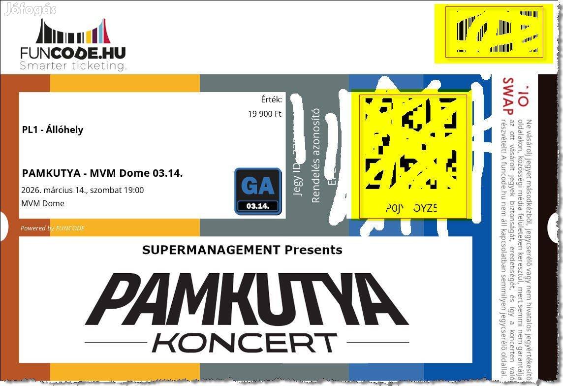 Pamkutya koncert jegy Jegyek 2 db márc 14. szombat