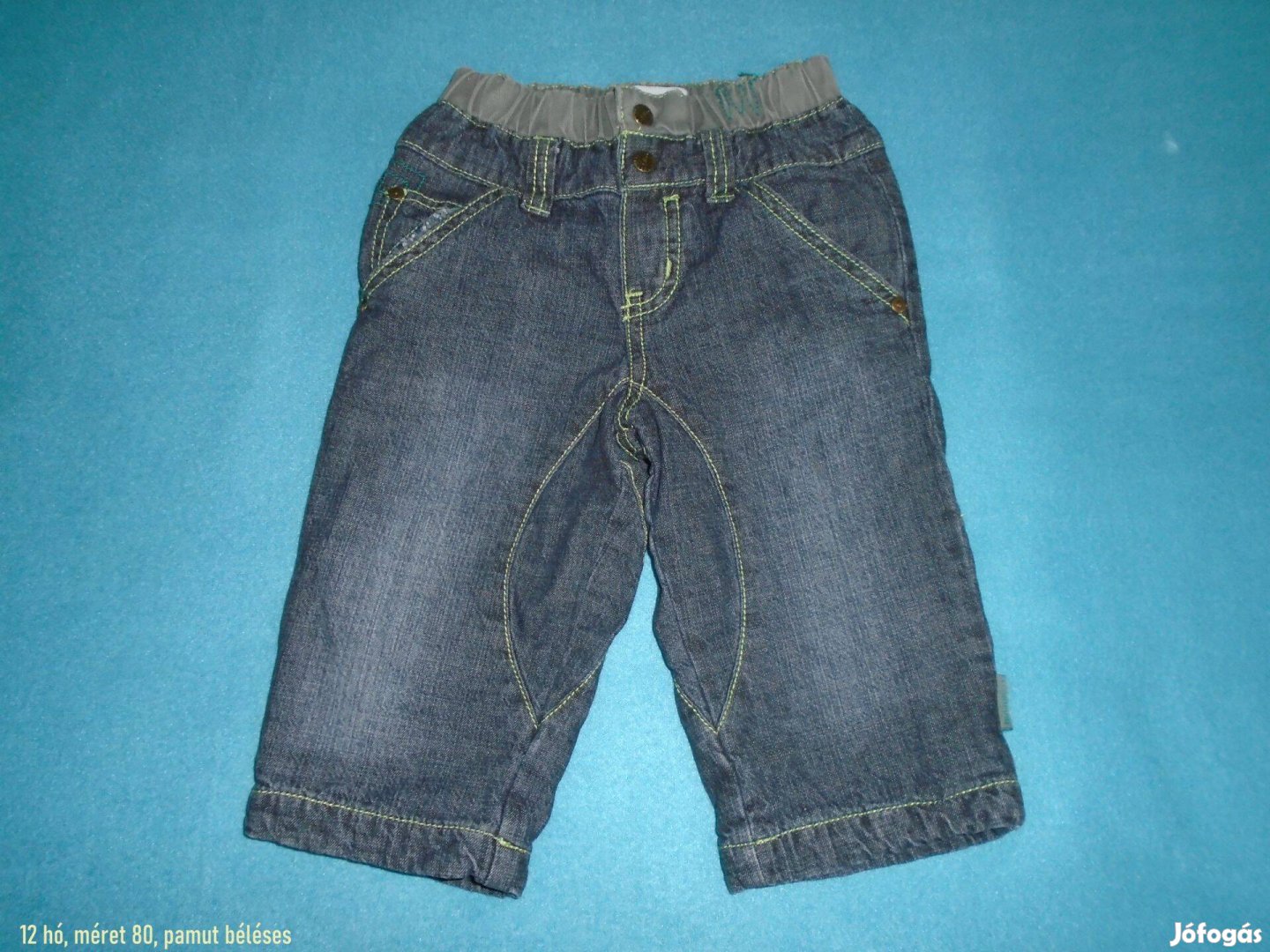 Pamut béléses kék farmernadrág 12 hó méret 80