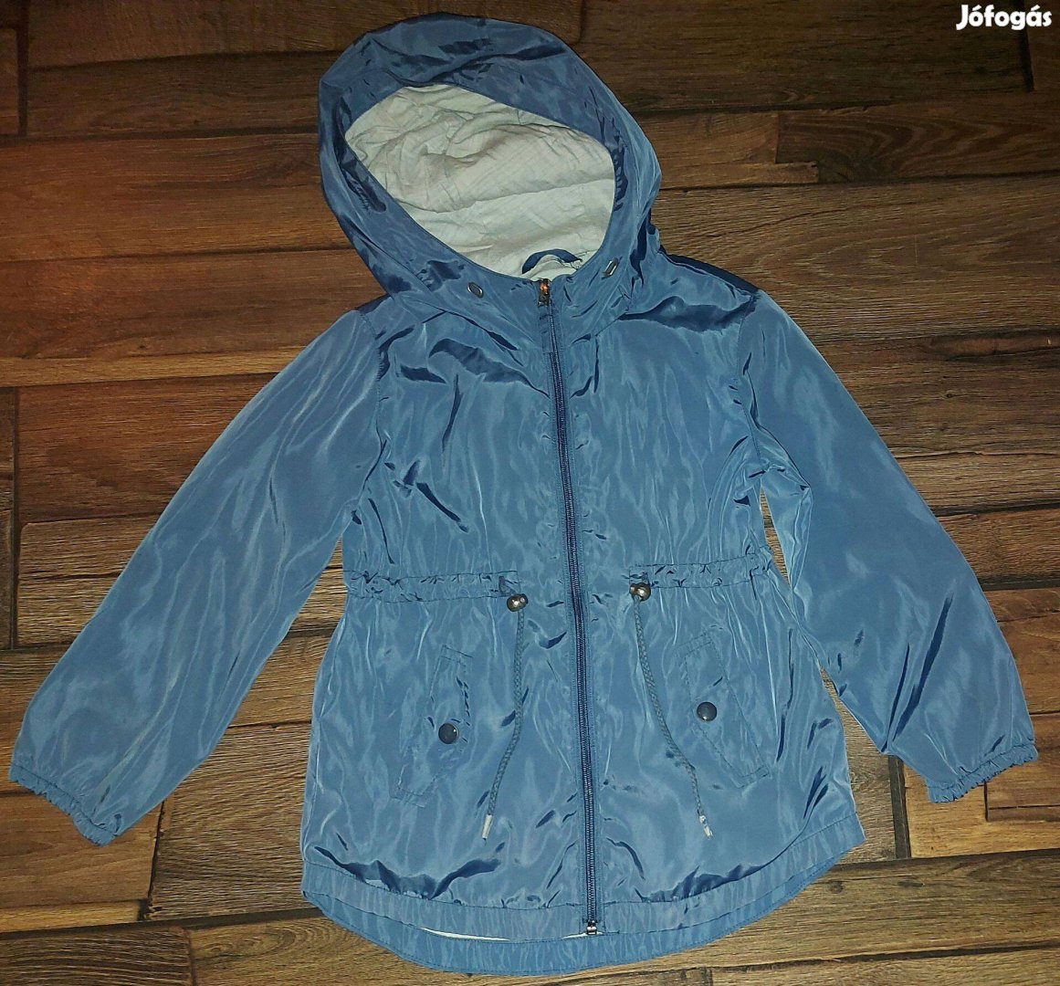 Pamutbéléses acélkék színű tavaszi kabát