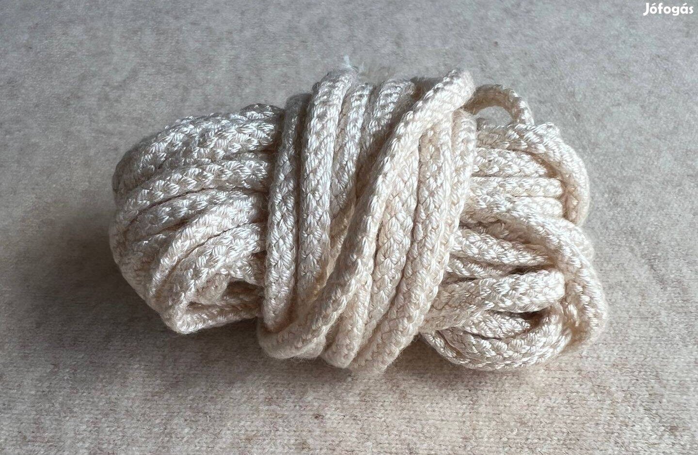 Pamutzsinór, kötött, fehér, 5 mm