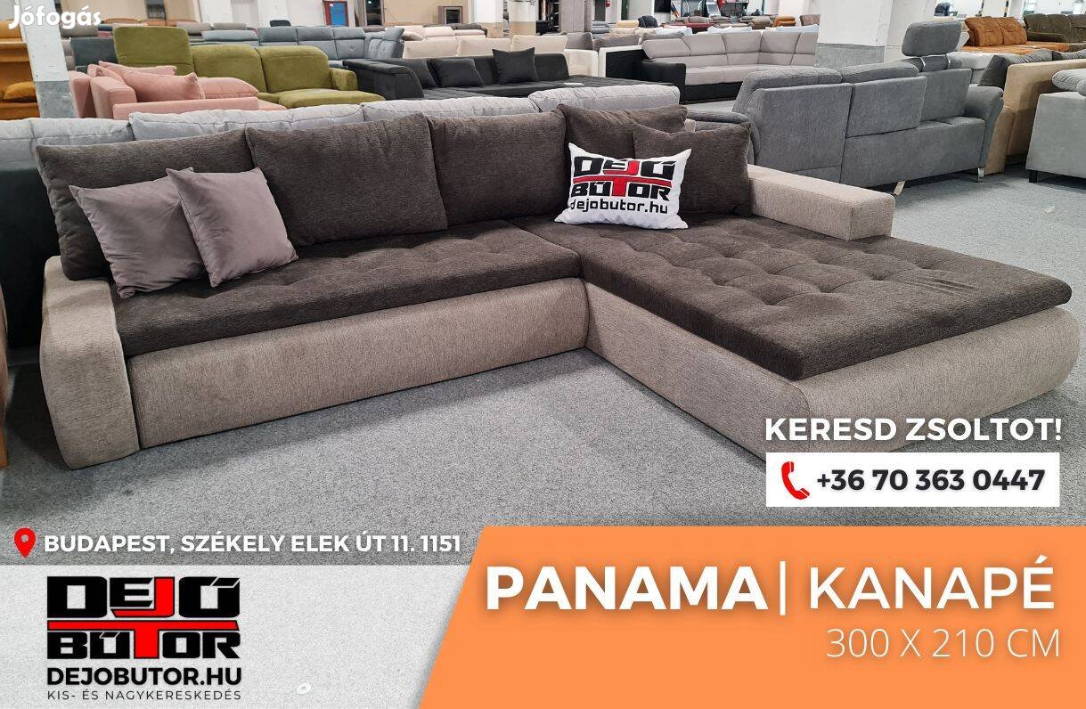 Panama barna krém kanapé ülőgarnitúra 300x210 cm sarok ágyazható