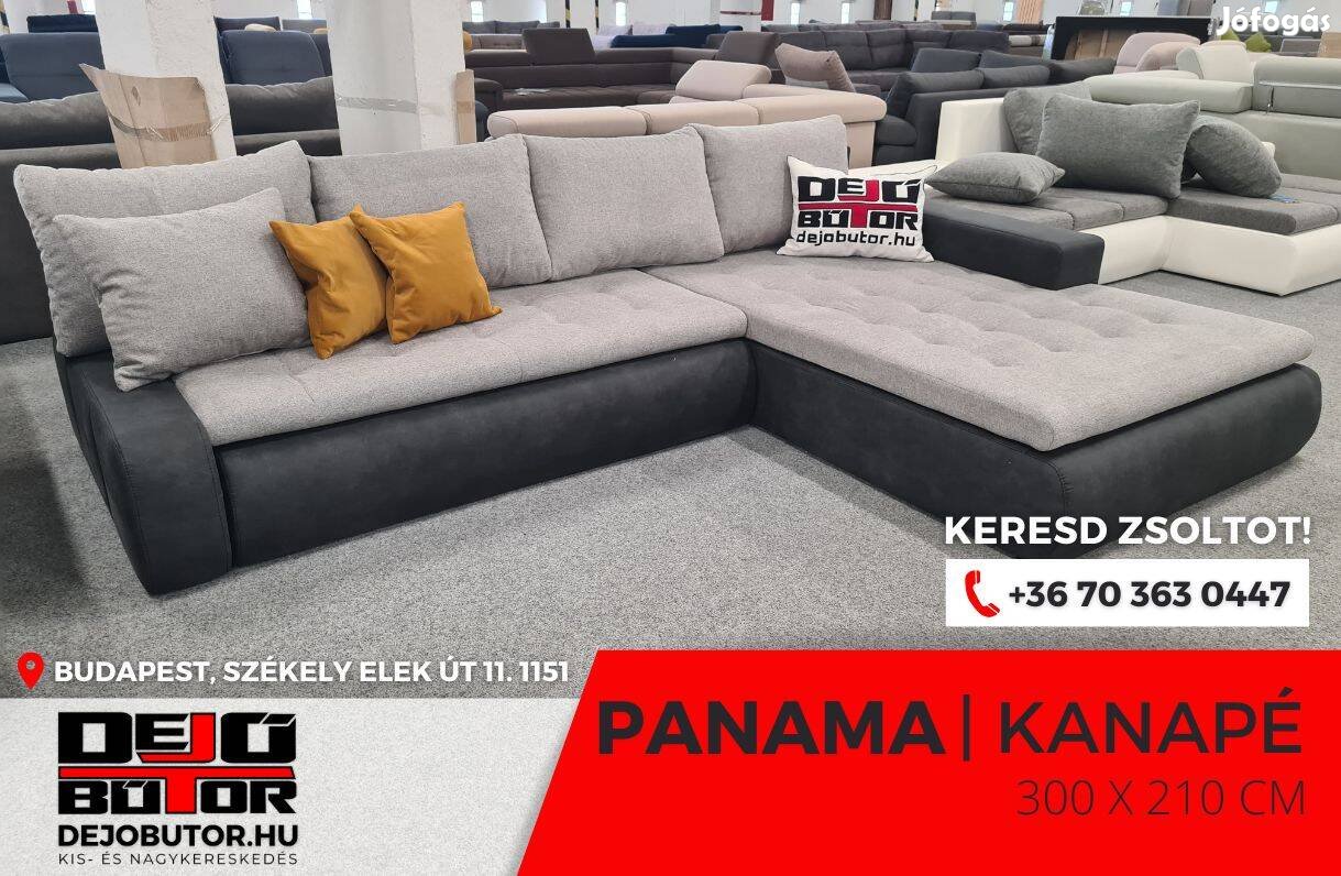 Panama gray sarok szivacsos kanapé ülőgarnitúra 210x300 cm ágyazható