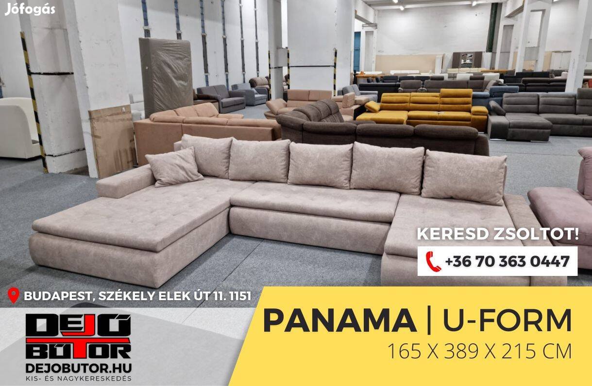 Panama sarok krém kanapé ülőgarnitúra 165x389x215 cm ágyazható ualak