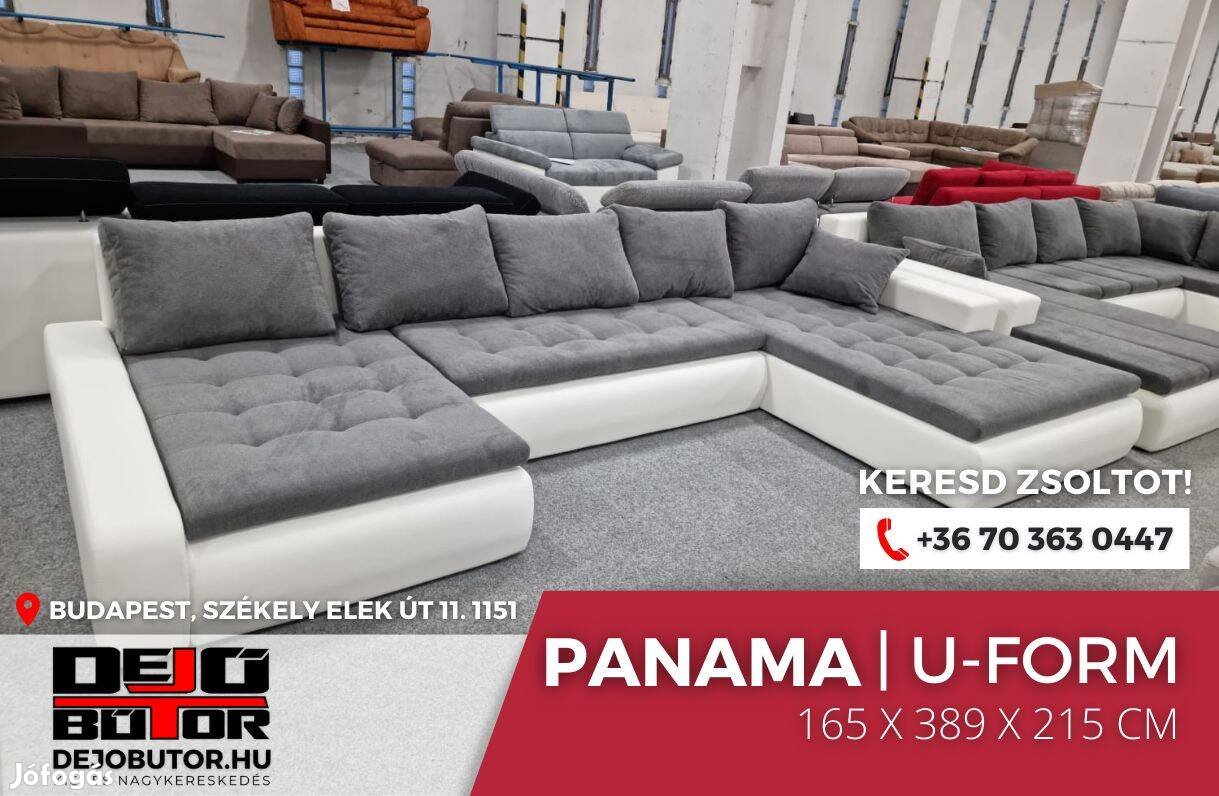 Panama sarok prémium kanapé ülőgarnitúra 165x389x215 cm ualak szürke