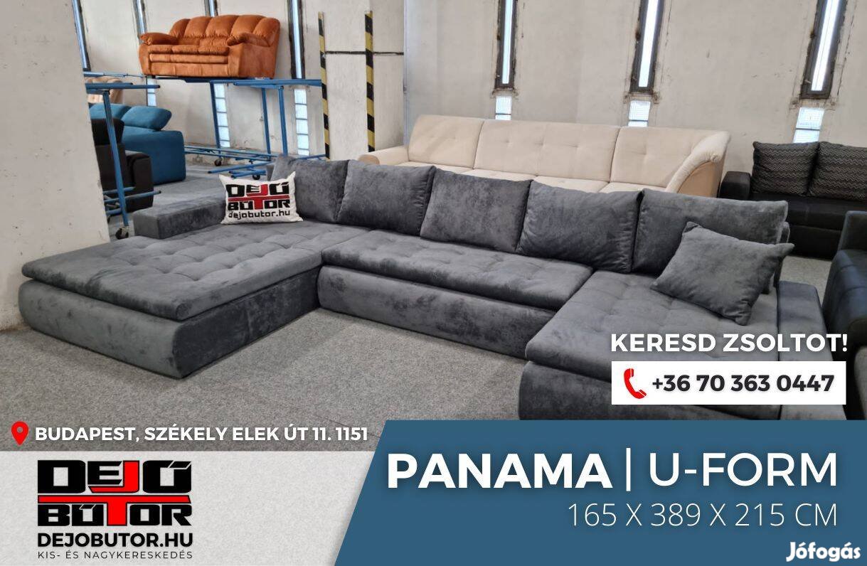Panama szivacsos kanapé ülőgarnitúra sarok 165x389x215 cm ualak gray