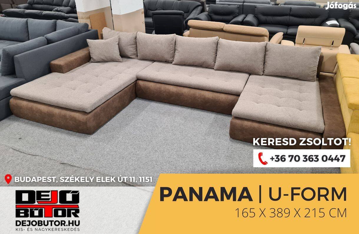 Panama ualak kanapé 165x389x215 cm ágyazható ülőgarnitúra bézs