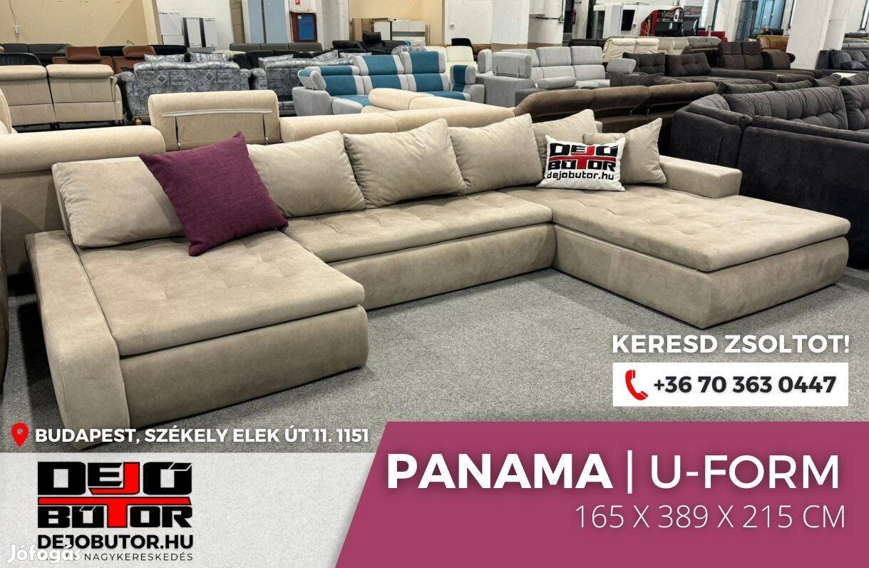 Panama ualak kanapé ülőgarnitúra 165x389x215 cm ágyazható bútor bézs