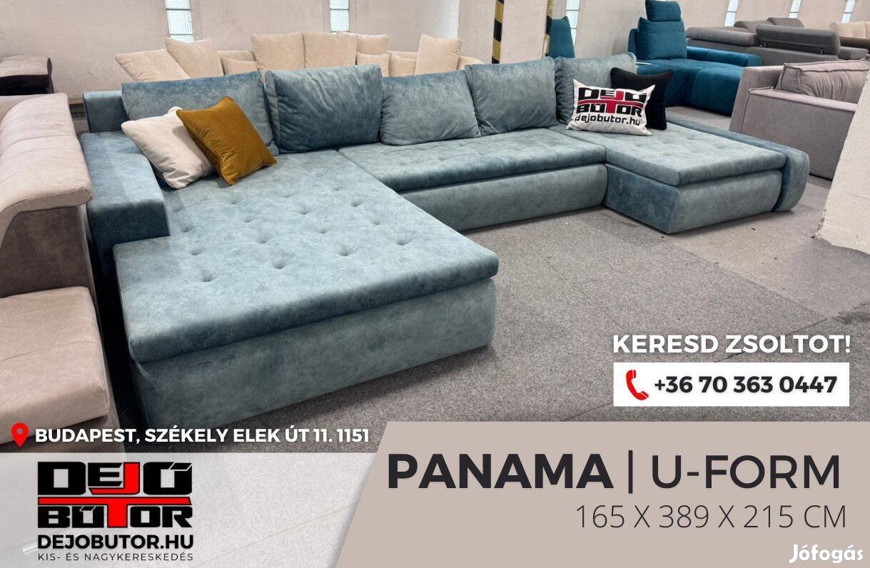 Panama ualak kanapé ülőgarnitúra kék 165x389x215 cm ágyazható