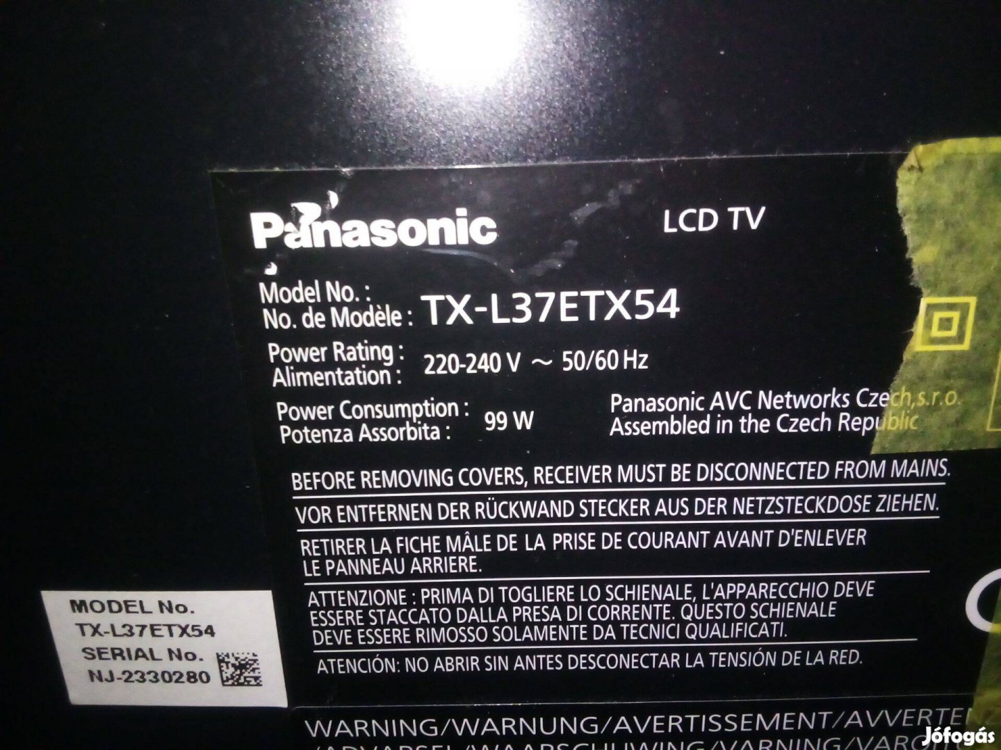 Panasonic 93 cm képátlós 3D LED TV