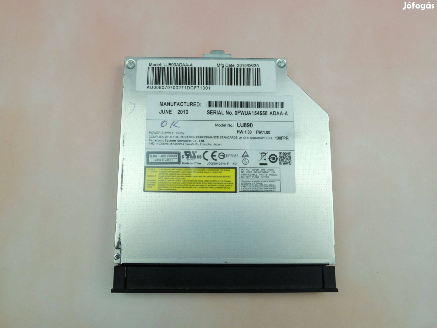 Panasonic Acer laptop DVD RW DL író 12mm Uj890