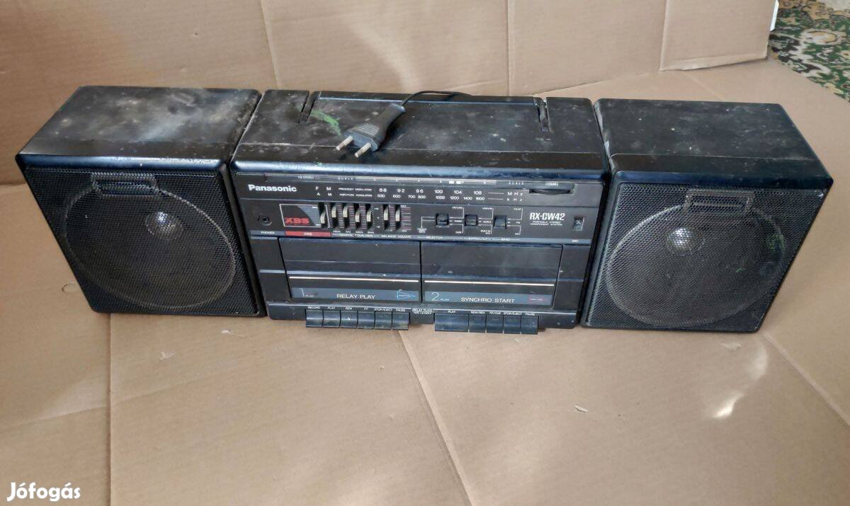 Panasonic RX-CW42 Dupla Magnós Rádió (1984) sérült, hibásan működik