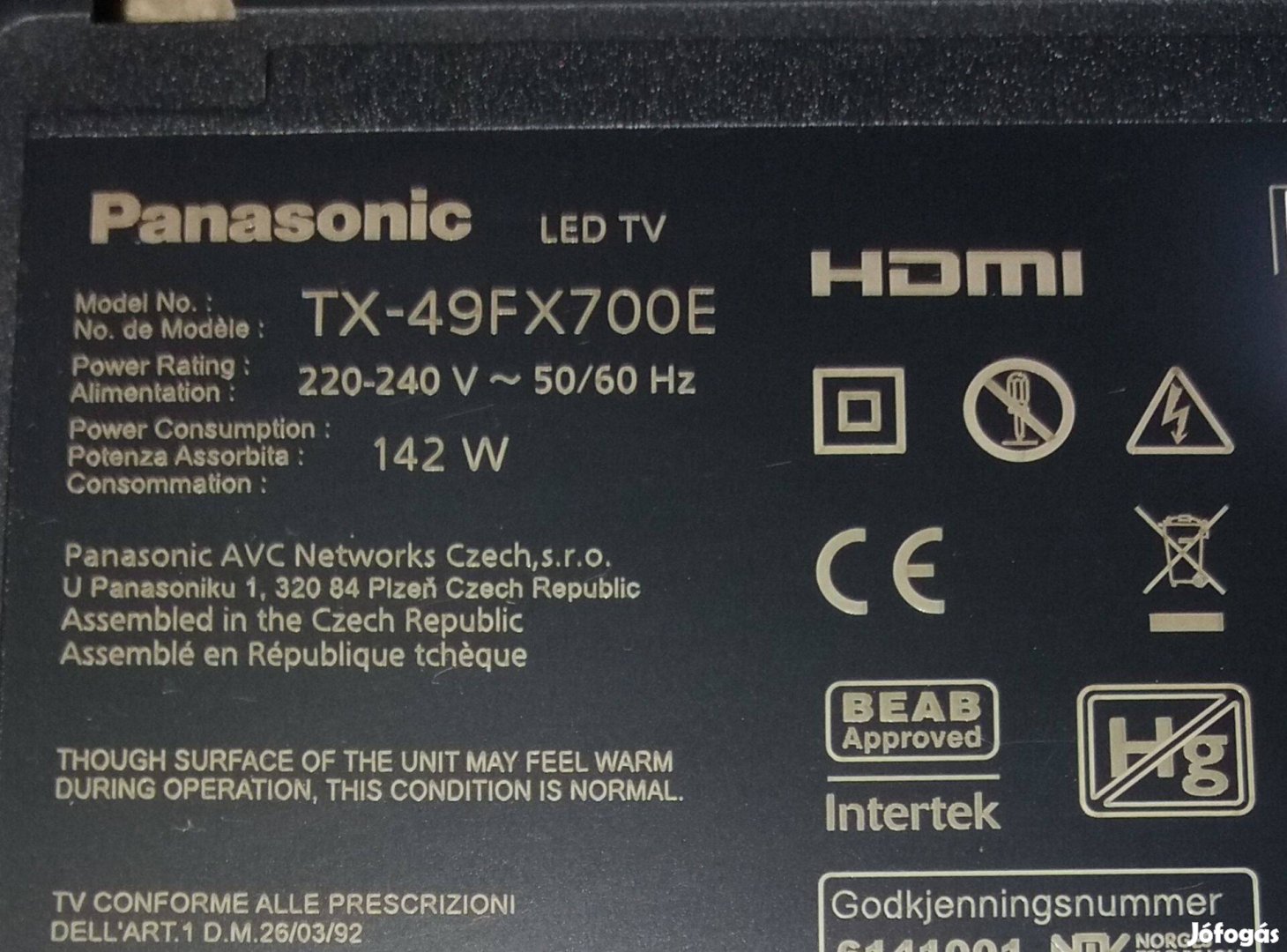 Panasonic TX-49FX700E LED LCD tv panelek alaplap hibás,tcon elkelt