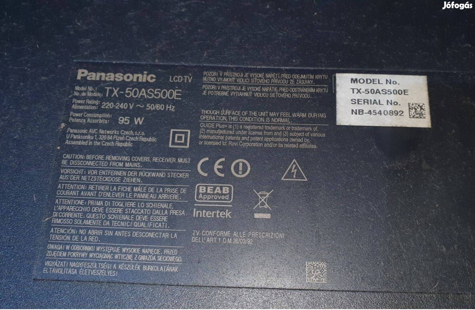 Panasonic TX-50AS500E LED LCD tv panelek alkatrésznek