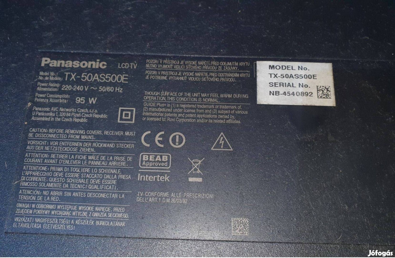 Panasonic TX-50AS500E LED LCD tv panelek alkatrésznek