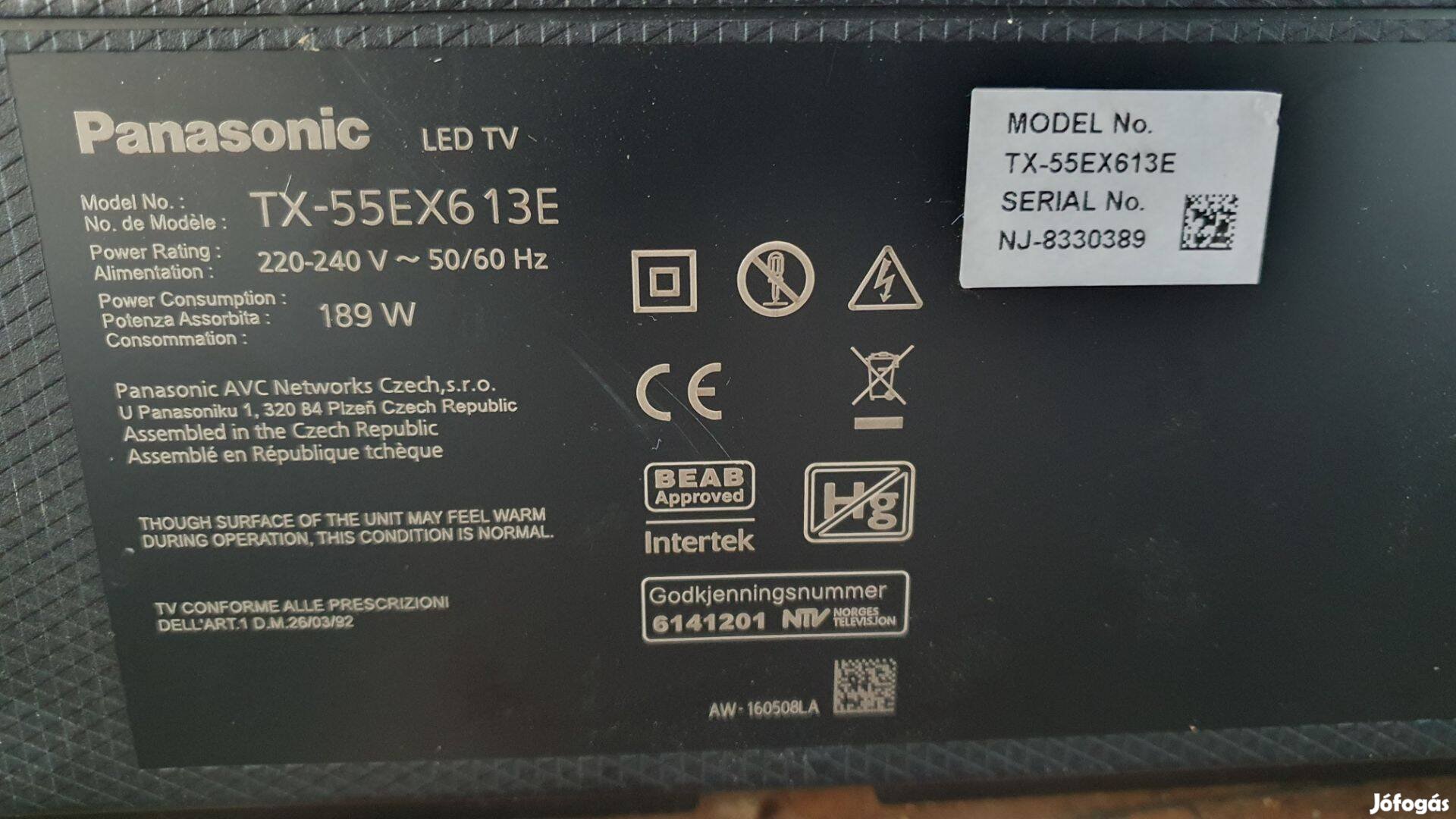 Panasonic TX-55EX613E LED LCD tv háttér világítás eladó