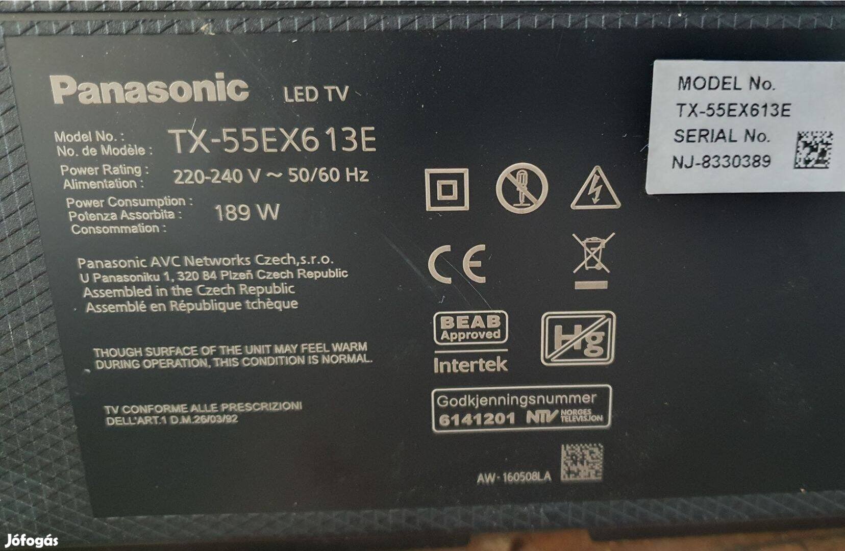 Panasonic TX-55EX613E LED LCD tv panelek alkatrésznek 6870C-0697A