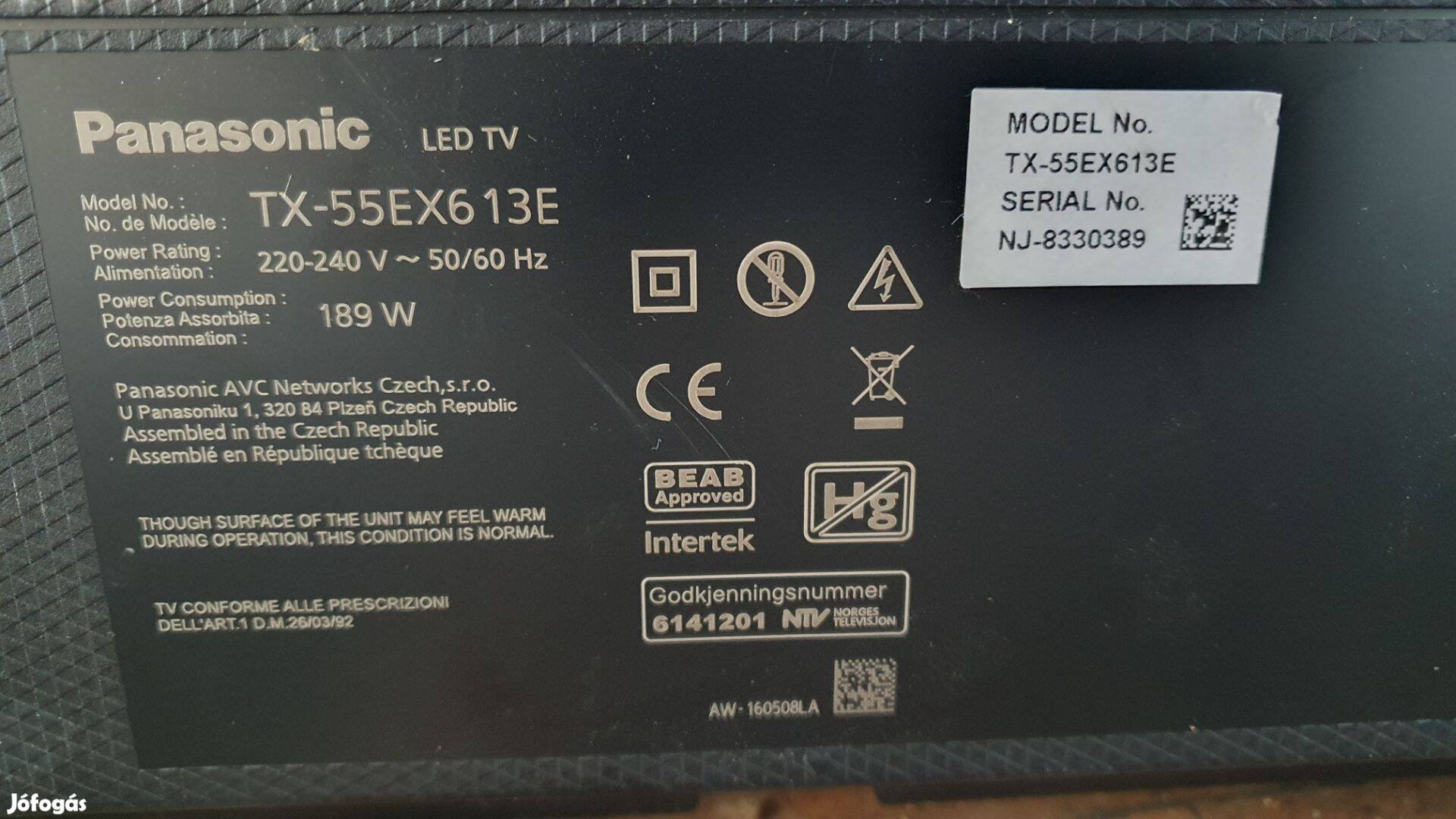 Panasonic TX-55EX613E LED LCD tv panelek alkatrésznek 6870C-0697A