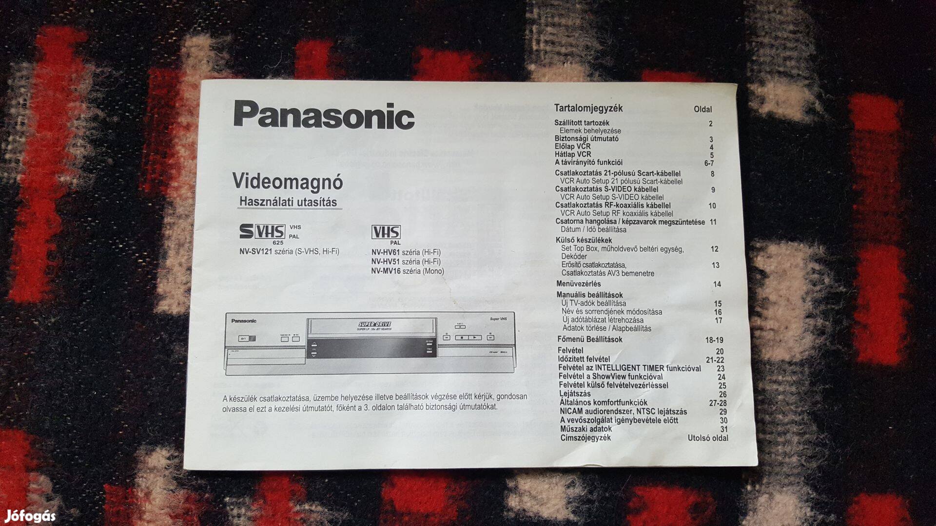Panasonic videomagnó kezelési, használati utasítás
