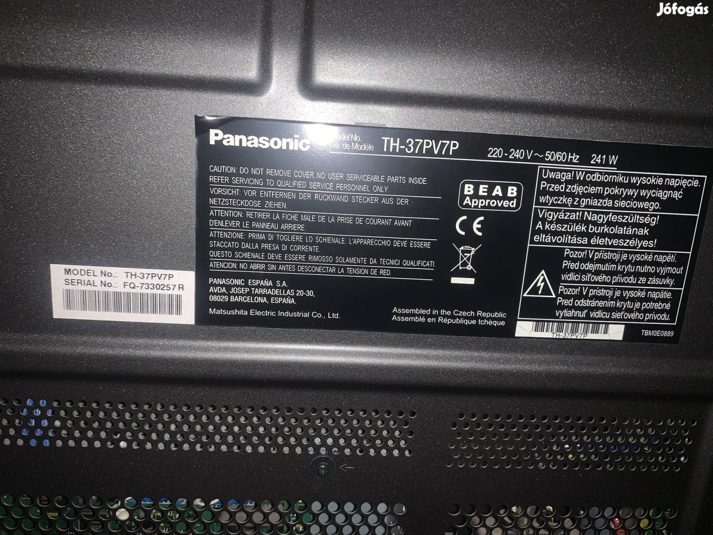 Panasonic viera TH-37PV7P plazma tv