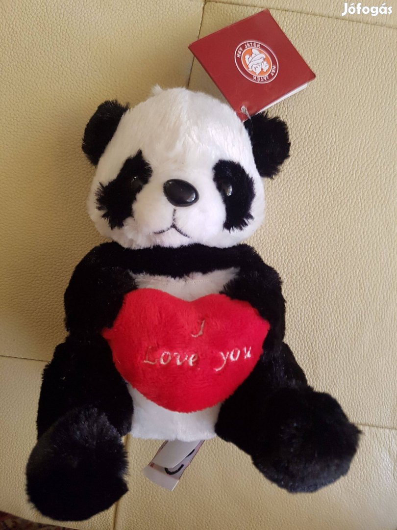 Panda maci mackó medve Puha plüss állat figura I love you felirat
