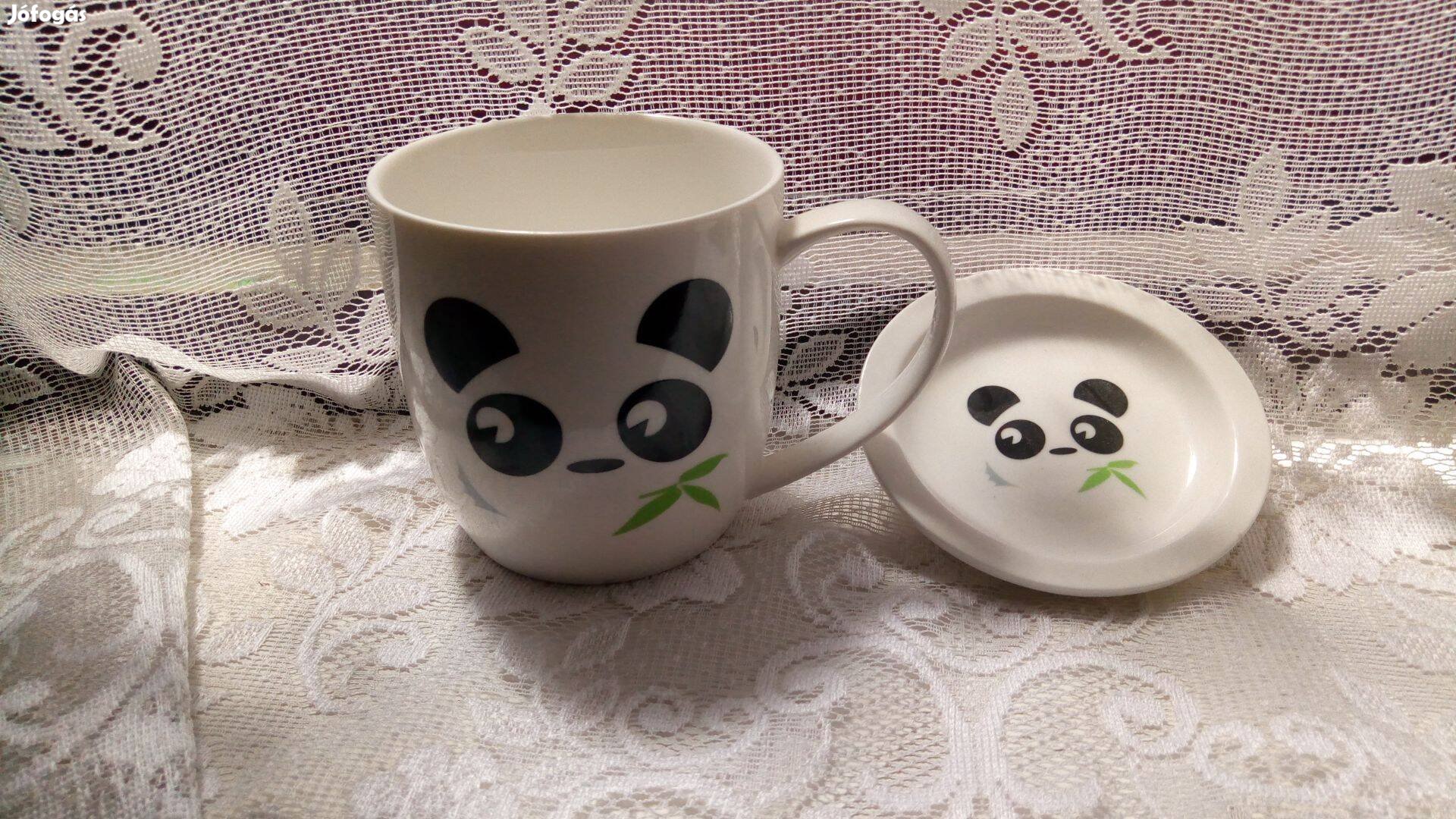 Pandamacis kerámia/porcelán bögre tetővel