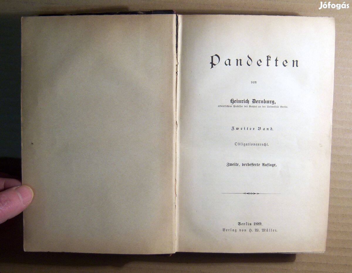 Pandekten (Heinrich Dernburg) 1889 (átkötött Német nyelvű)