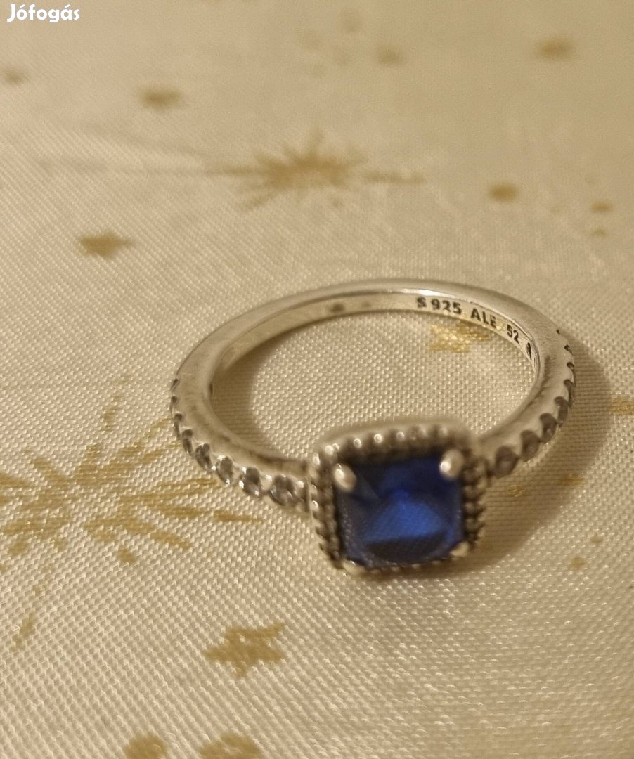 Pandora kék köves, 52-es gyűrű, újszerű 