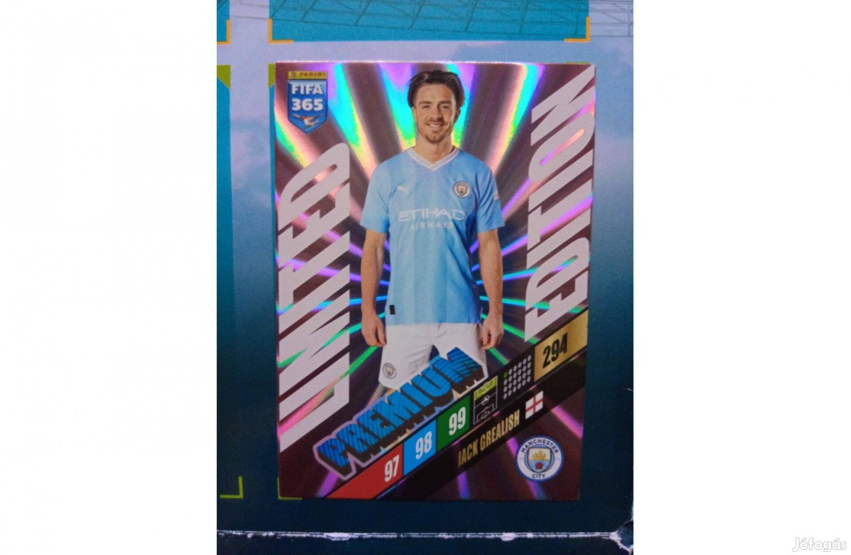 Panini FIFA 365 Adrenalyn 2024 Grealish Prémium Limited kártya