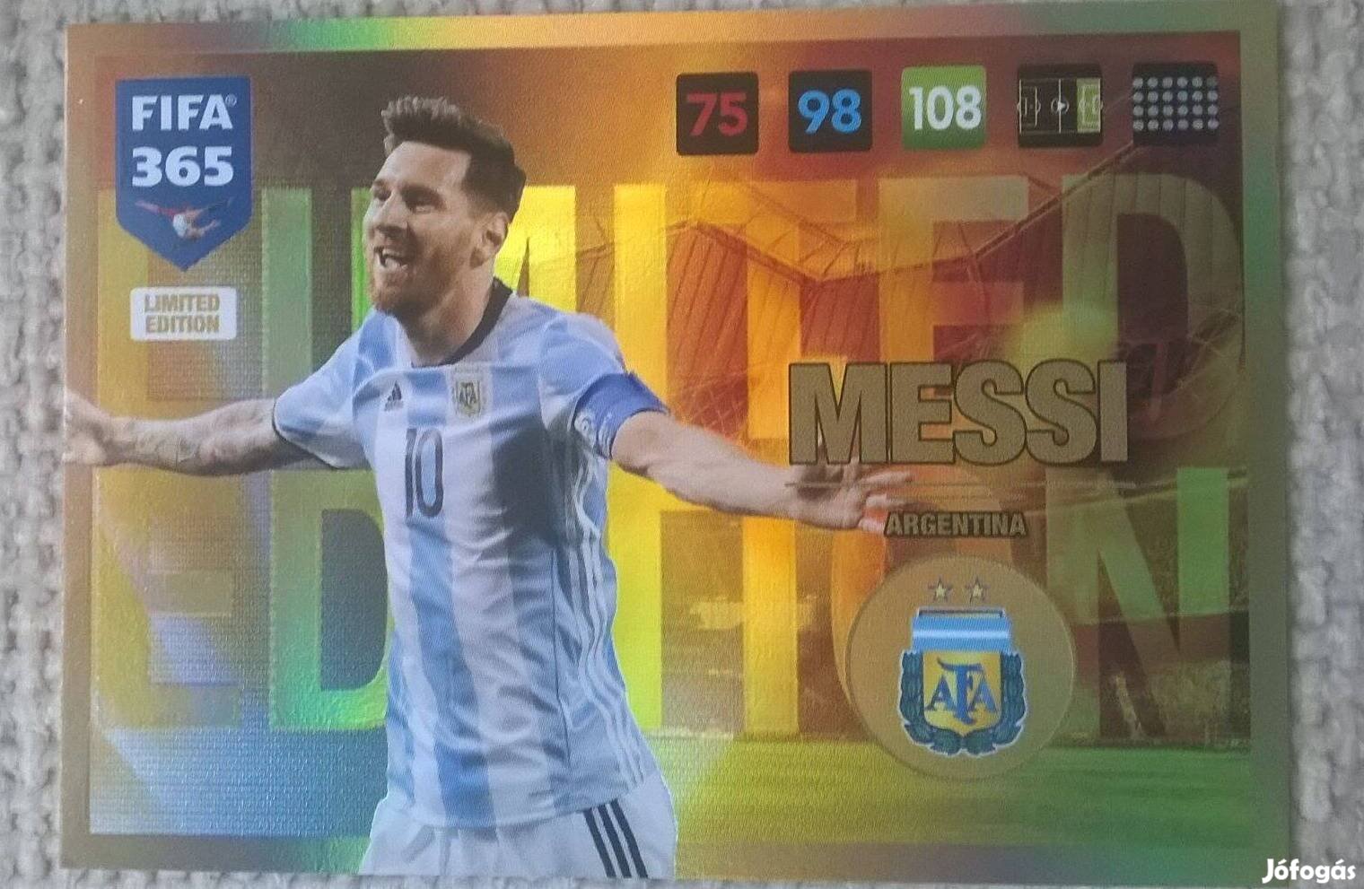 Panini Fifa 365 2017 Messi limited kártya