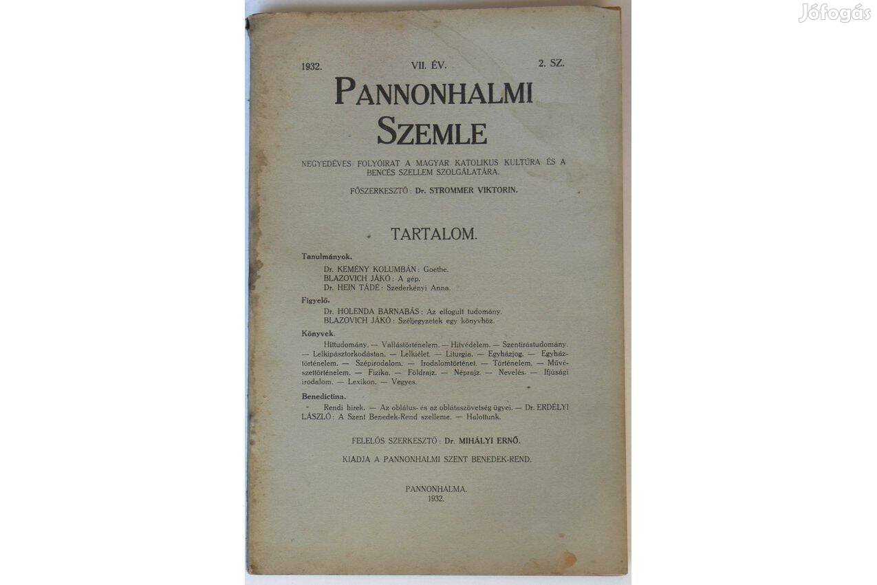 Pannonhalmi Szemle 1932. évf. 2. szám