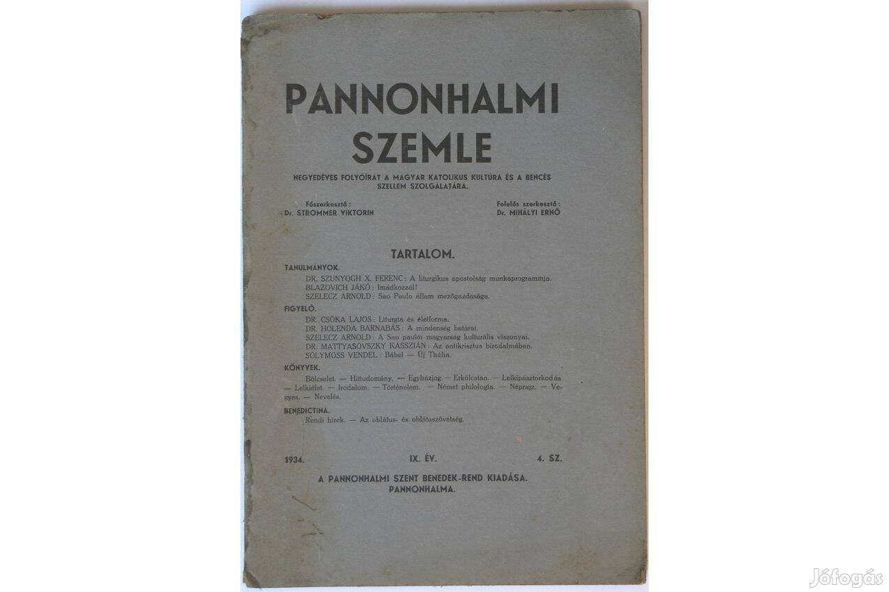 Pannonhalmi Szemle 1934. évf. 4. szám