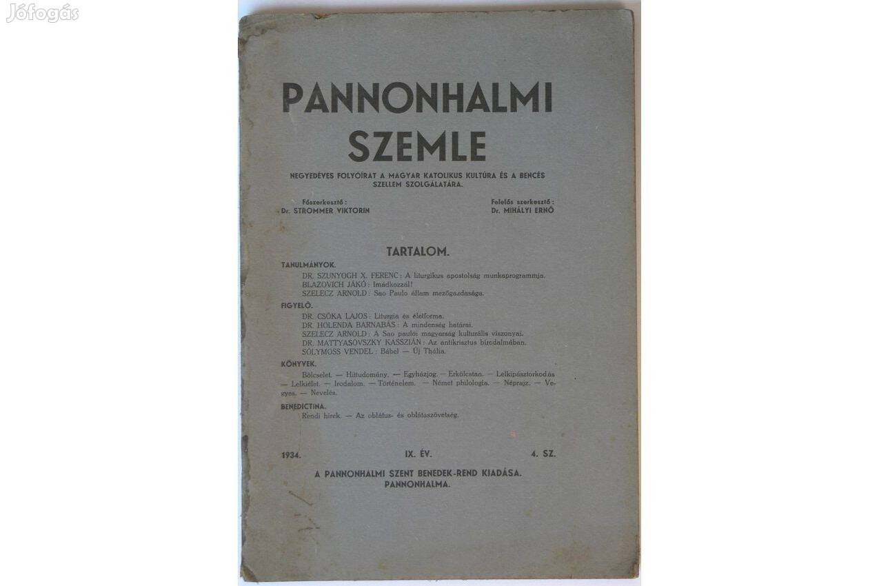 Pannonhalmi Szemle 1934. évf. 4. szám