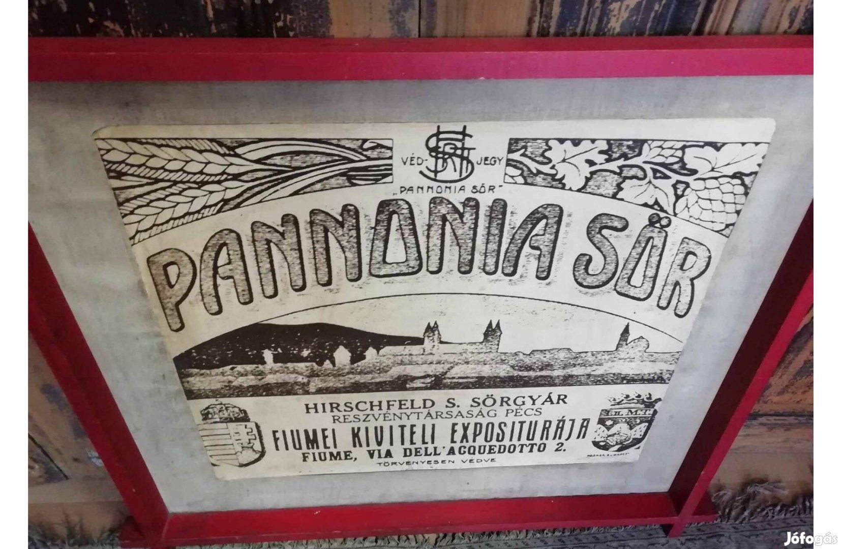 Pannonia sörreklám, plakát, korai fotó nagyítás, vászonra kasírozva, r