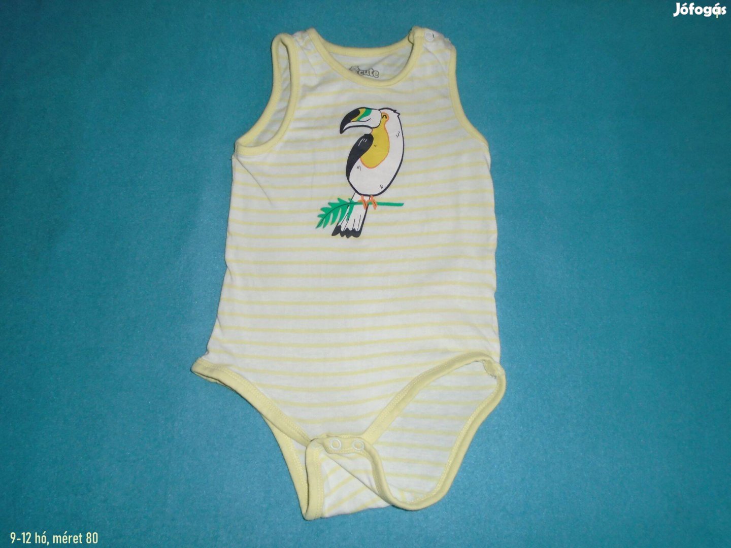Papagáj mintás ujjatlan body 9-12 hó méret 80