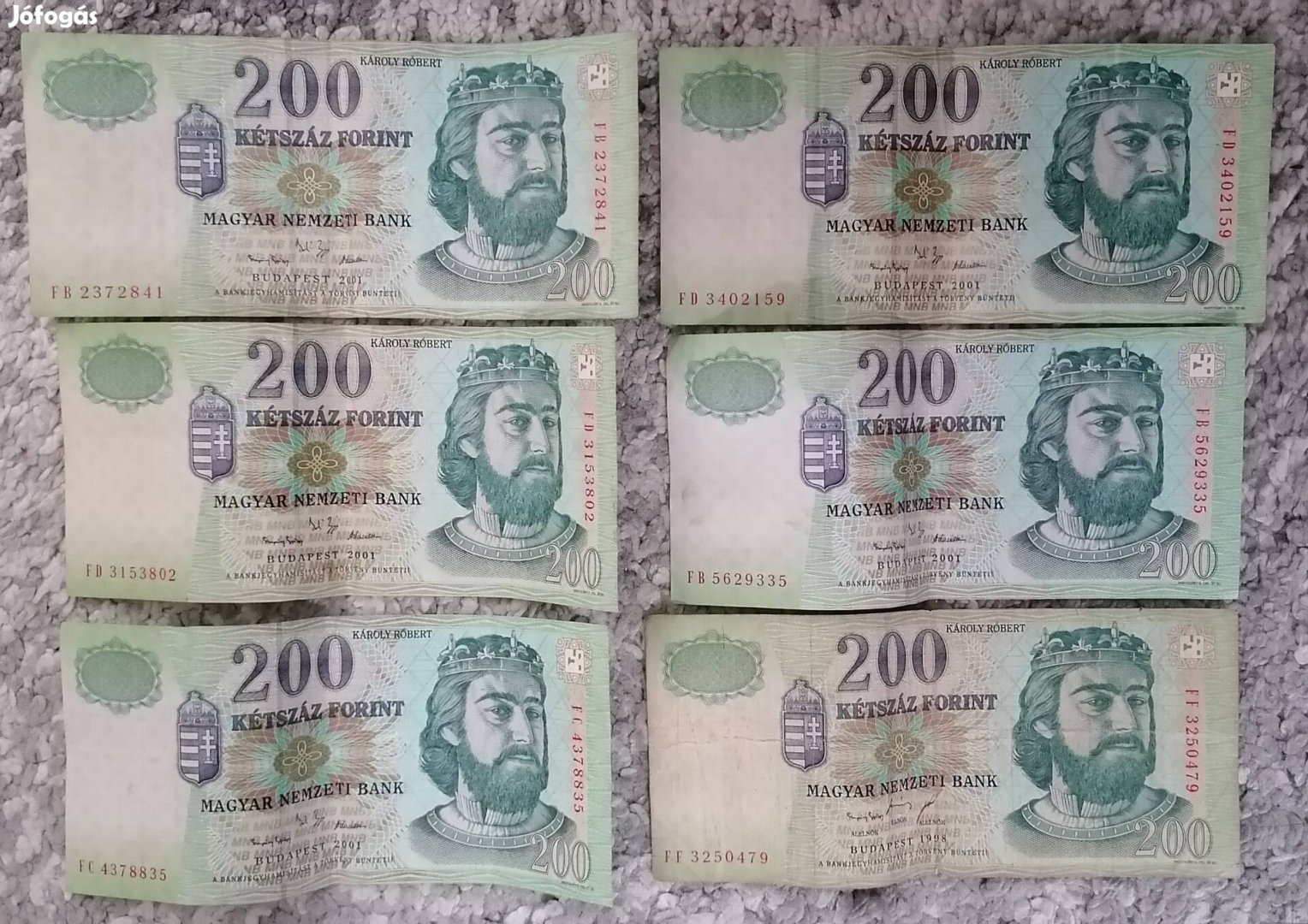 Papír 200 Ft bankjegy papírpénz csúsztatott fémszálas