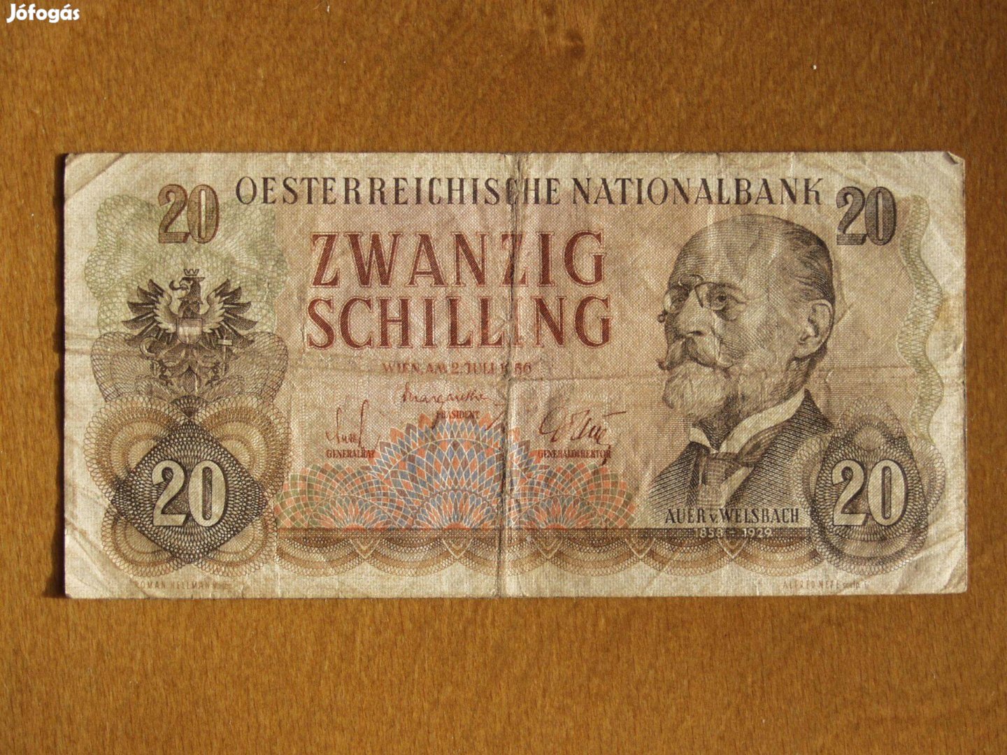 Papír Zwanzig schilling 20 schilling 1956-ből, ritka!