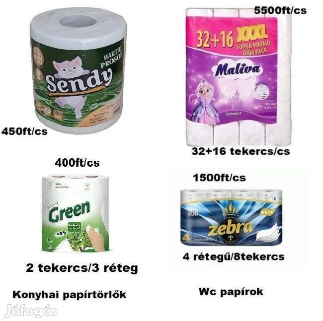Papír áruk wc papaír, papír törlők