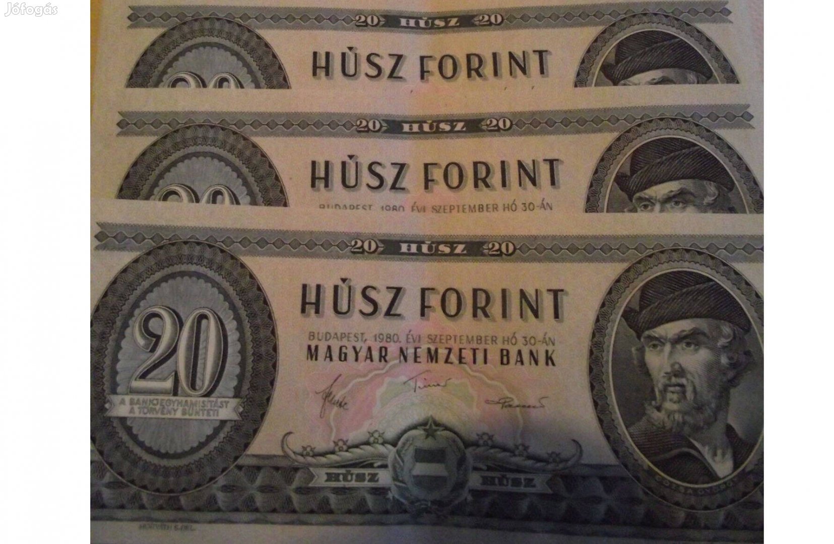 Papírpénz magyar 20 forint sorszámkövető 3 db